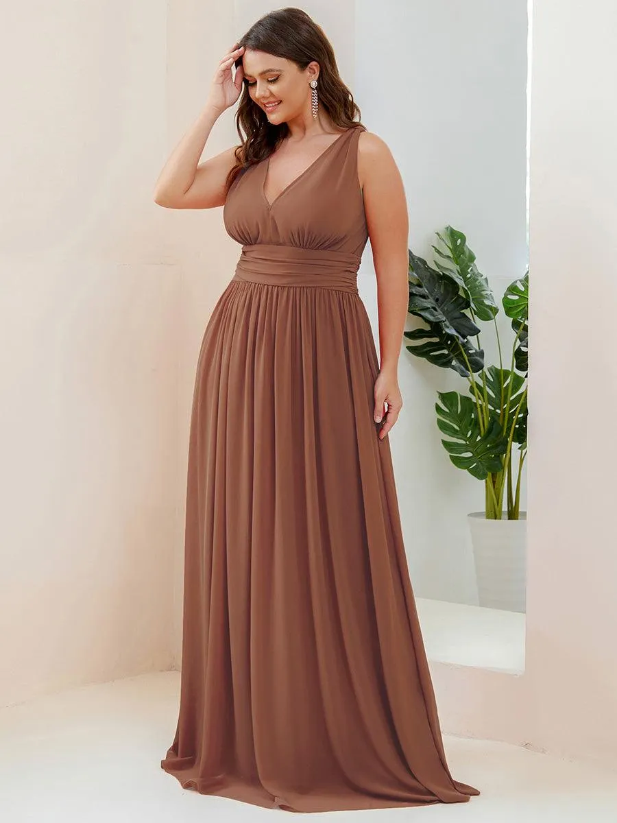 Taille personnalisée Robe de soirée sans manches plissé chiffon