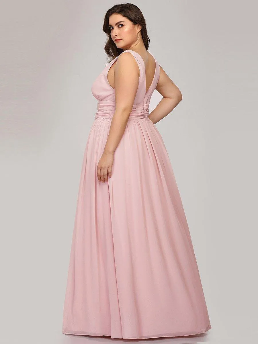 Taille personnalisée Robe de soirée sans manches plissé chiffon