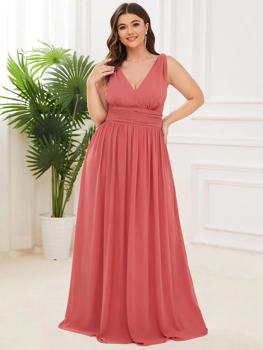 Taille personnalisée Robe de soirée sans manches plissé chiffon