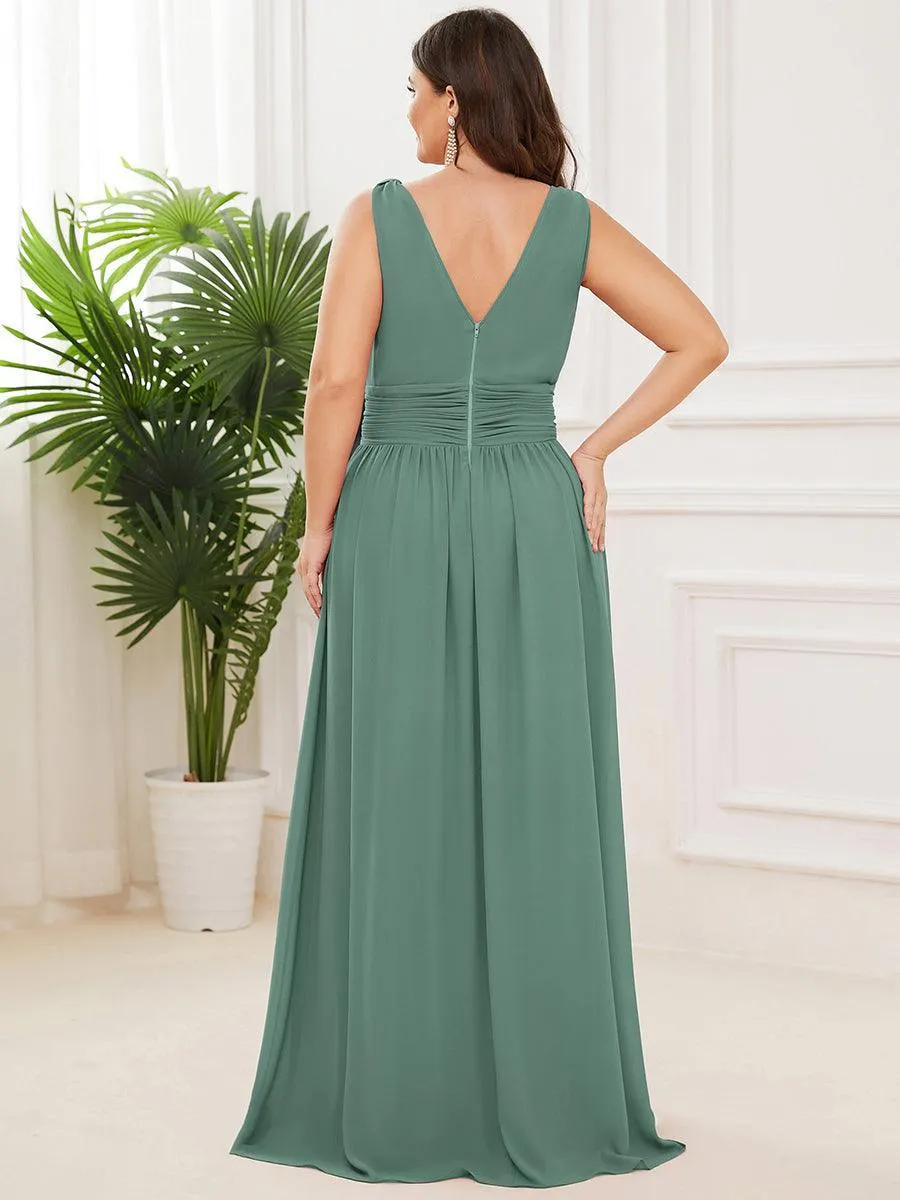 Taille personnalisée Robe de soirée sans manches plissé chiffon
