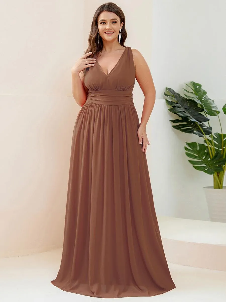 Taille personnalisée Robe de soirée sans manches plissé chiffon