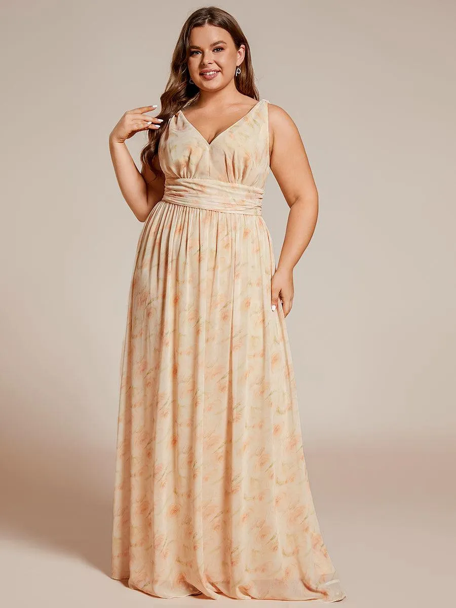 Taille personnalisée Robe de soirée sans manches plissé chiffon