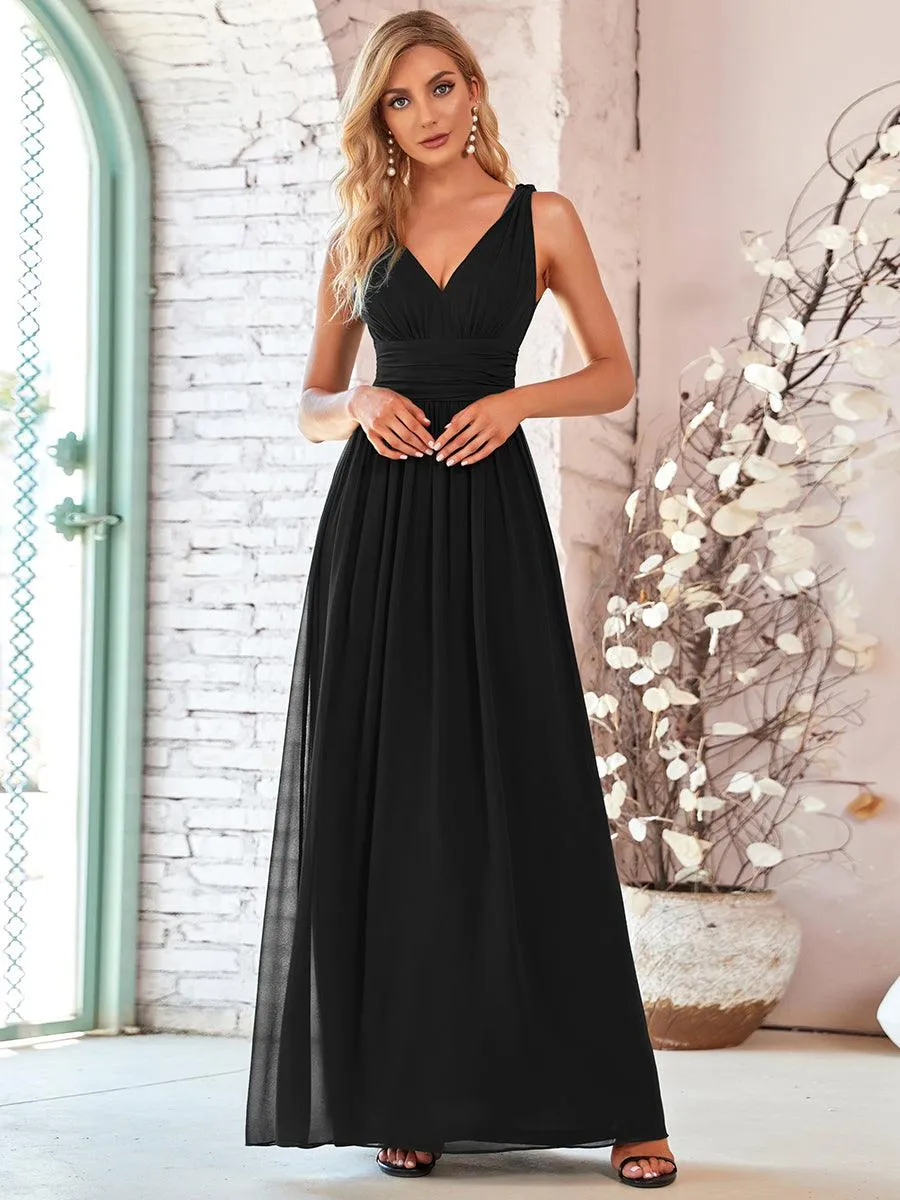 Taille personnalisée Robe de soirée sans manches plissé chiffon