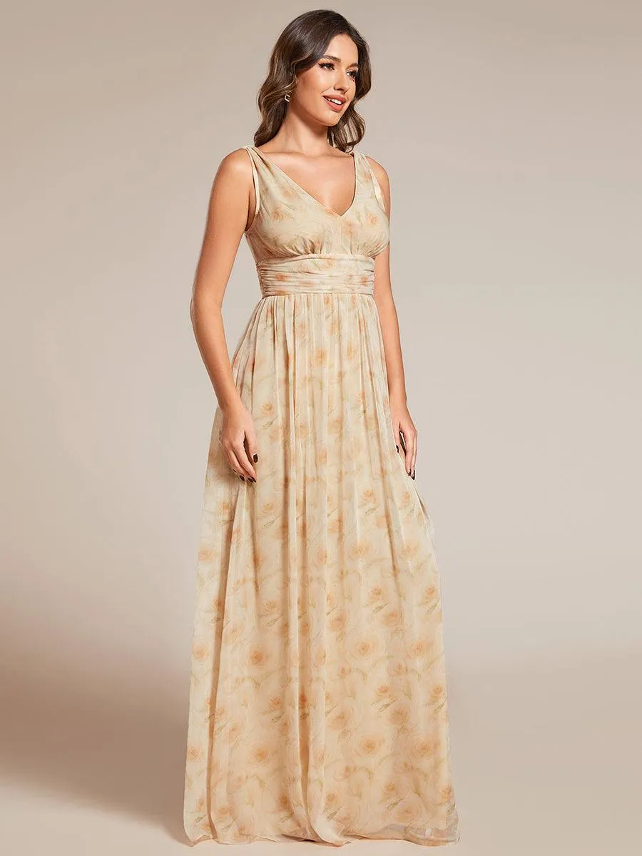Taille personnalisée Robe de soirée sans manches plissé chiffon