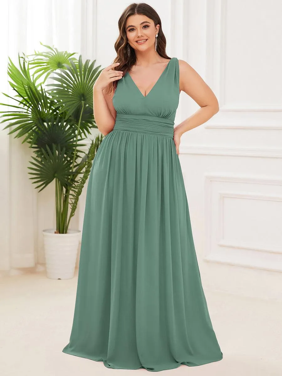 Taille personnalisée Robe de soirée sans manches plissé chiffon