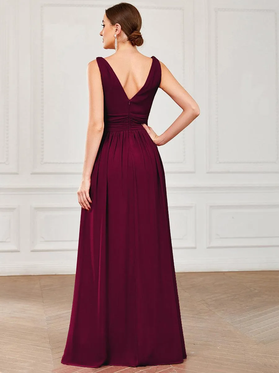 Taille personnalisée Robe de soirée sans manches plissé chiffon