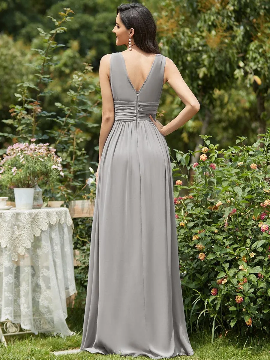 Taille personnalisée Robe de soirée sans manches plissé chiffon