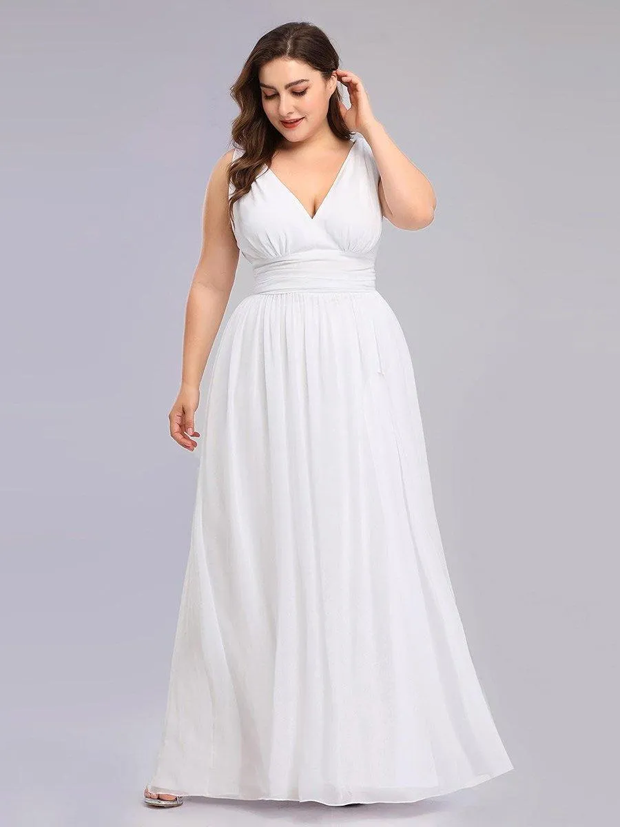 Taille personnalisée Robe de soirée sans manches plissé chiffon