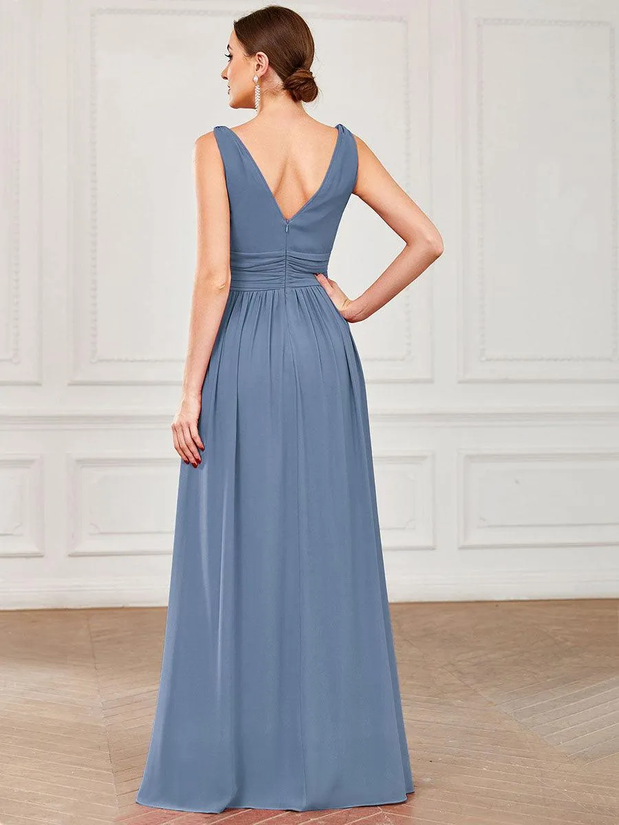 Taille personnalisée Robe de soirée sans manches plissé chiffon
