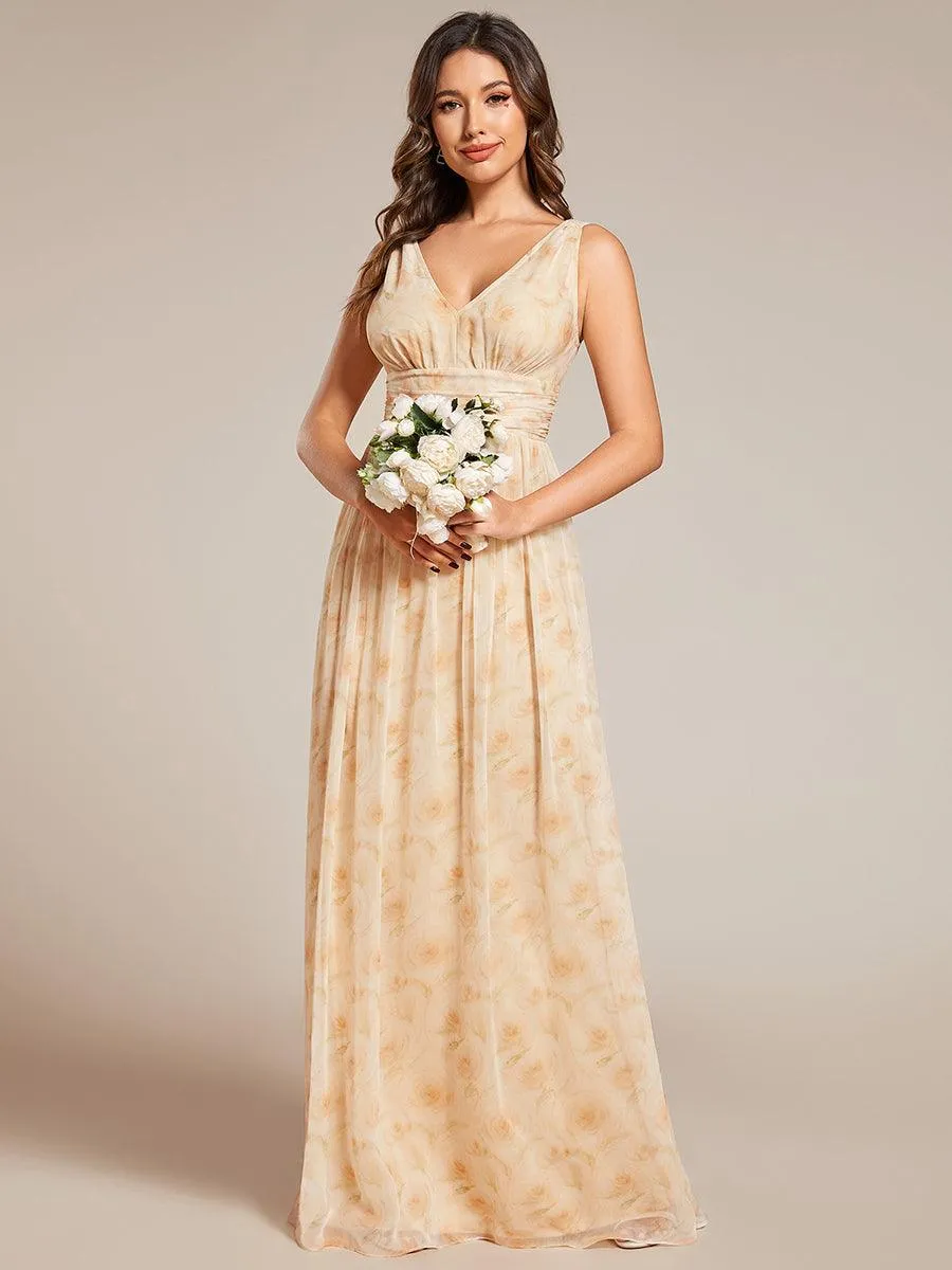 Taille personnalisée Robe de soirée sans manches plissé chiffon