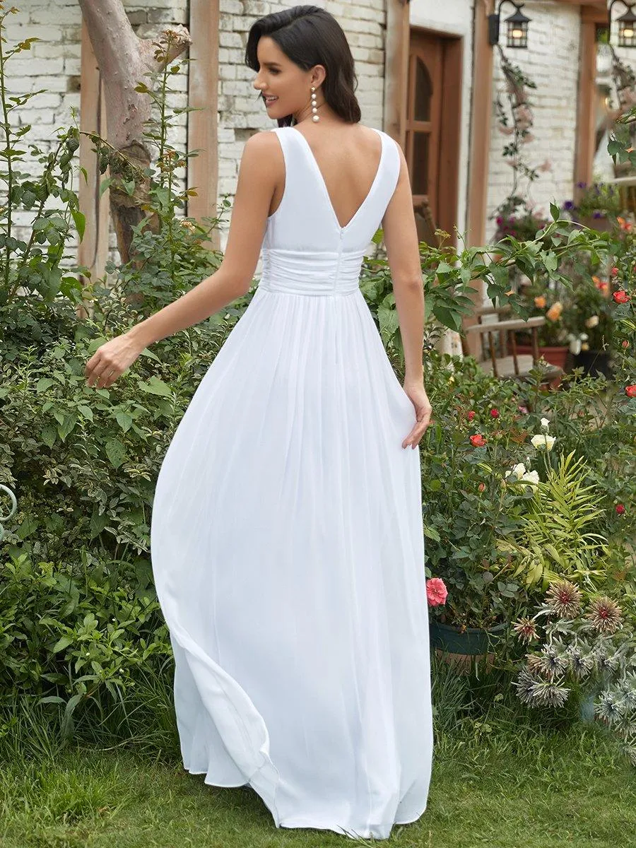 Taille personnalisée Robe de soirée sans manches plissé chiffon