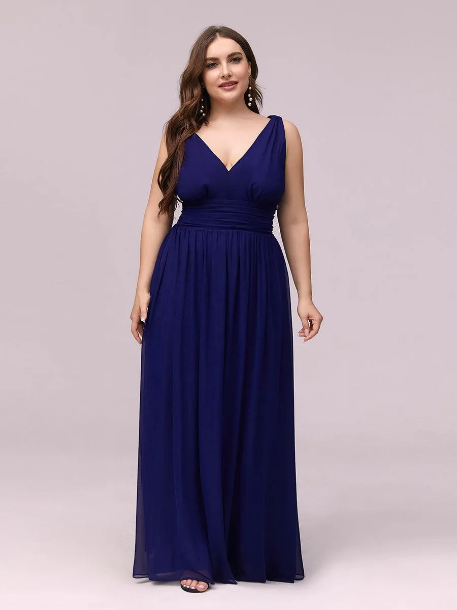 Taille personnalisée Robe de soirée sans manches plissé chiffon