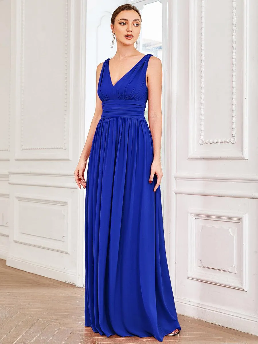 Taille personnalisée Robe de soirée sans manches plissé chiffon