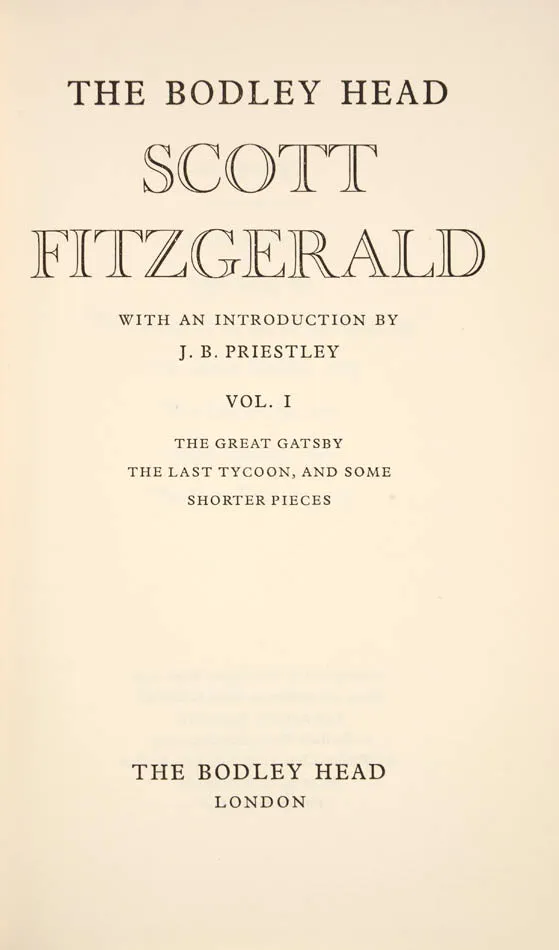 The Bodley Head Scott Fitzgerald.