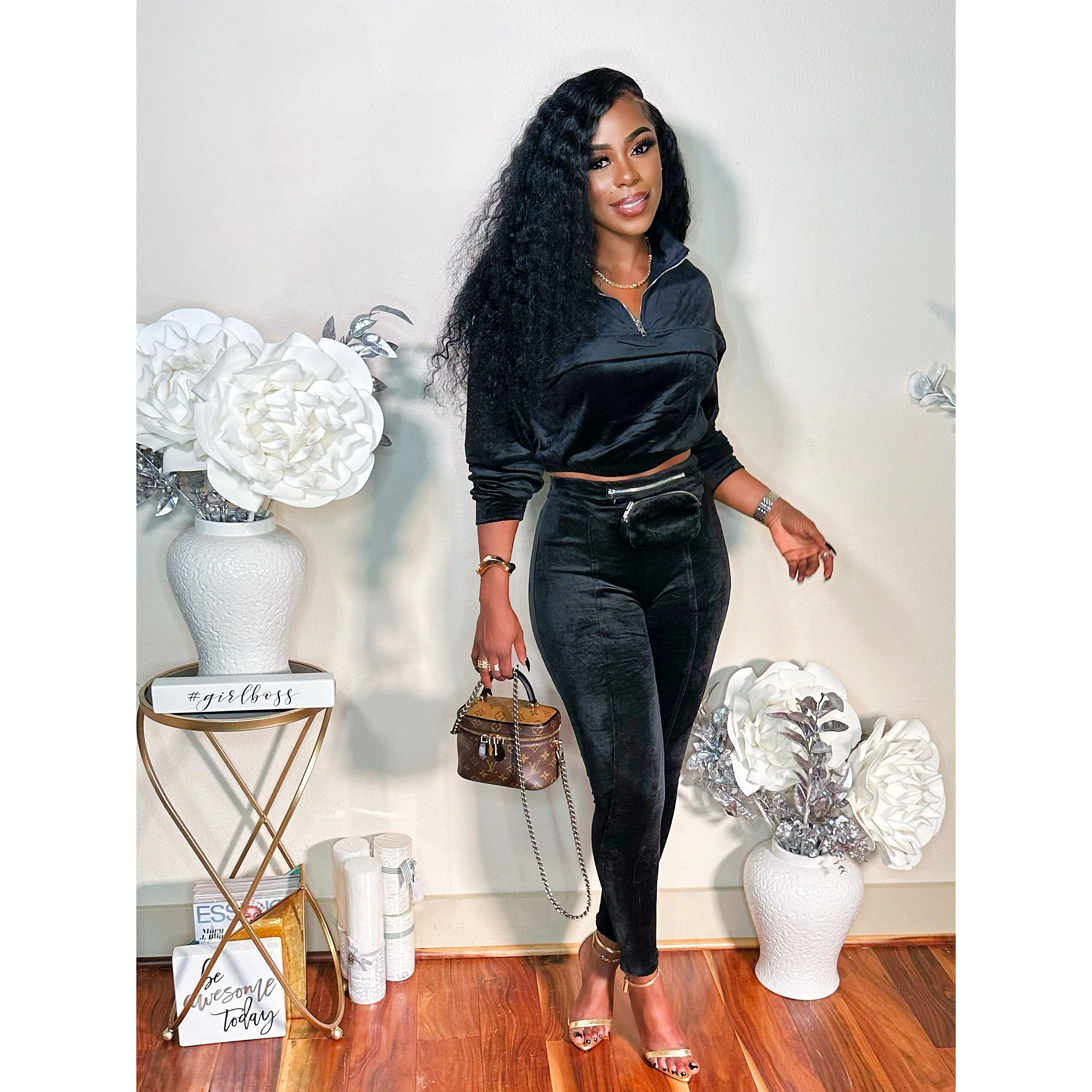 THE FANNY PACK SUEDE PANTS SET (BLACK)