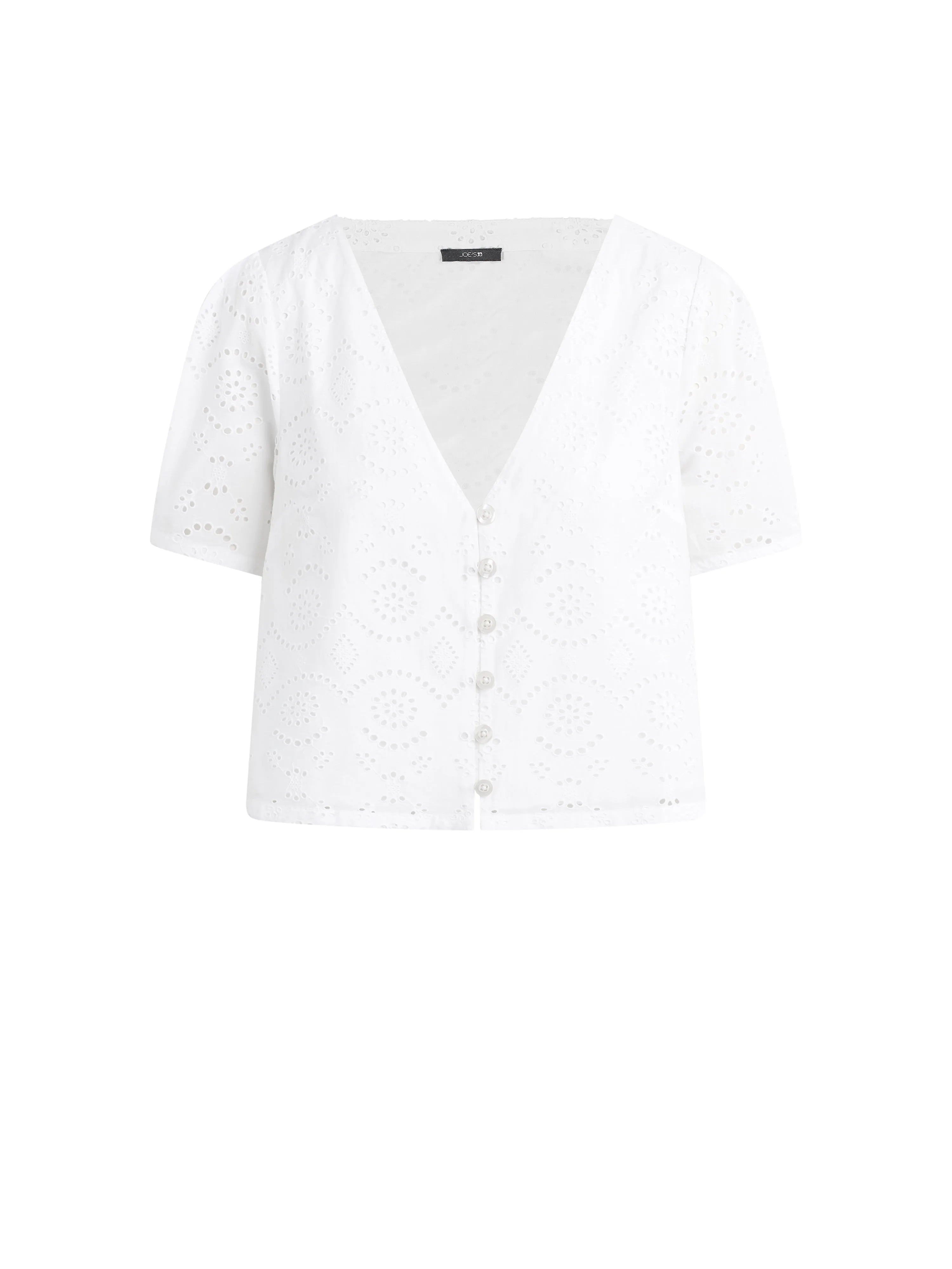 THE HALLE SHORT SLEEVE EYELET BLOUSE