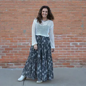 Tiered Floral Maxi Skirt