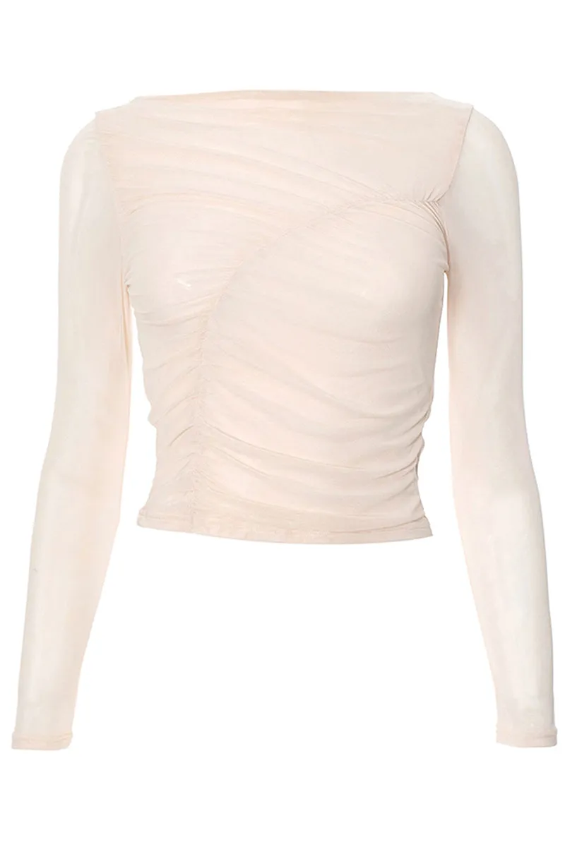 TS3305 Long Sleeve Sheer Shirt Top