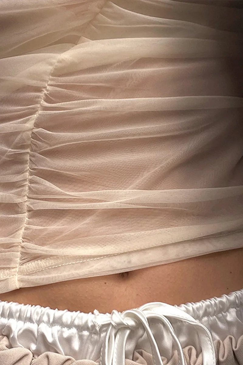 TS3305 Long Sleeve Sheer Shirt Top
