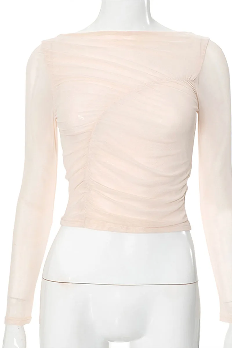 TS3305 Long Sleeve Sheer Shirt Top