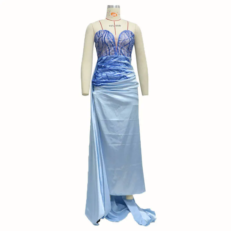 Tube top sequin sexy slit long dresses