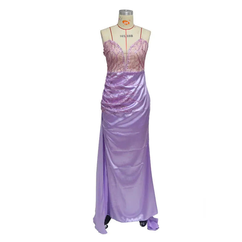 Tube top sequin sexy slit long dresses