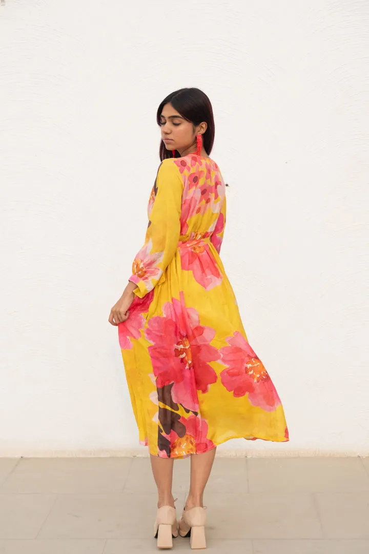 Tuscany Flowers Wrap Dress