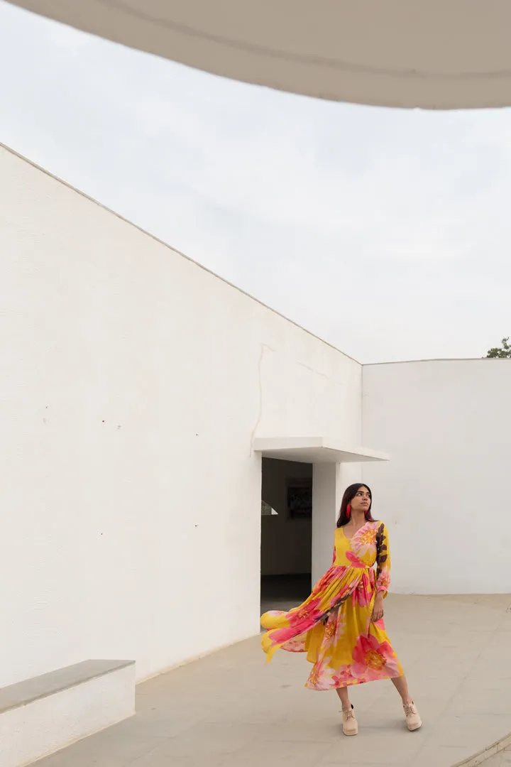 Tuscany Flowers Wrap Dress