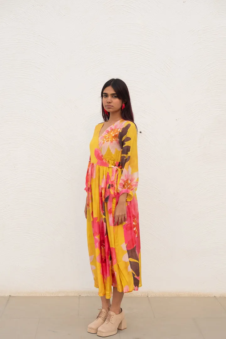 Tuscany Flowers Wrap Dress