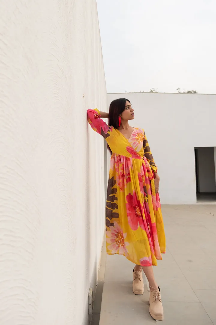 Tuscany Flowers Wrap Dress