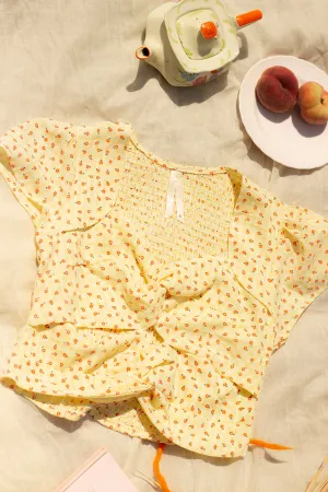 Twist Front Gingham Floral Top