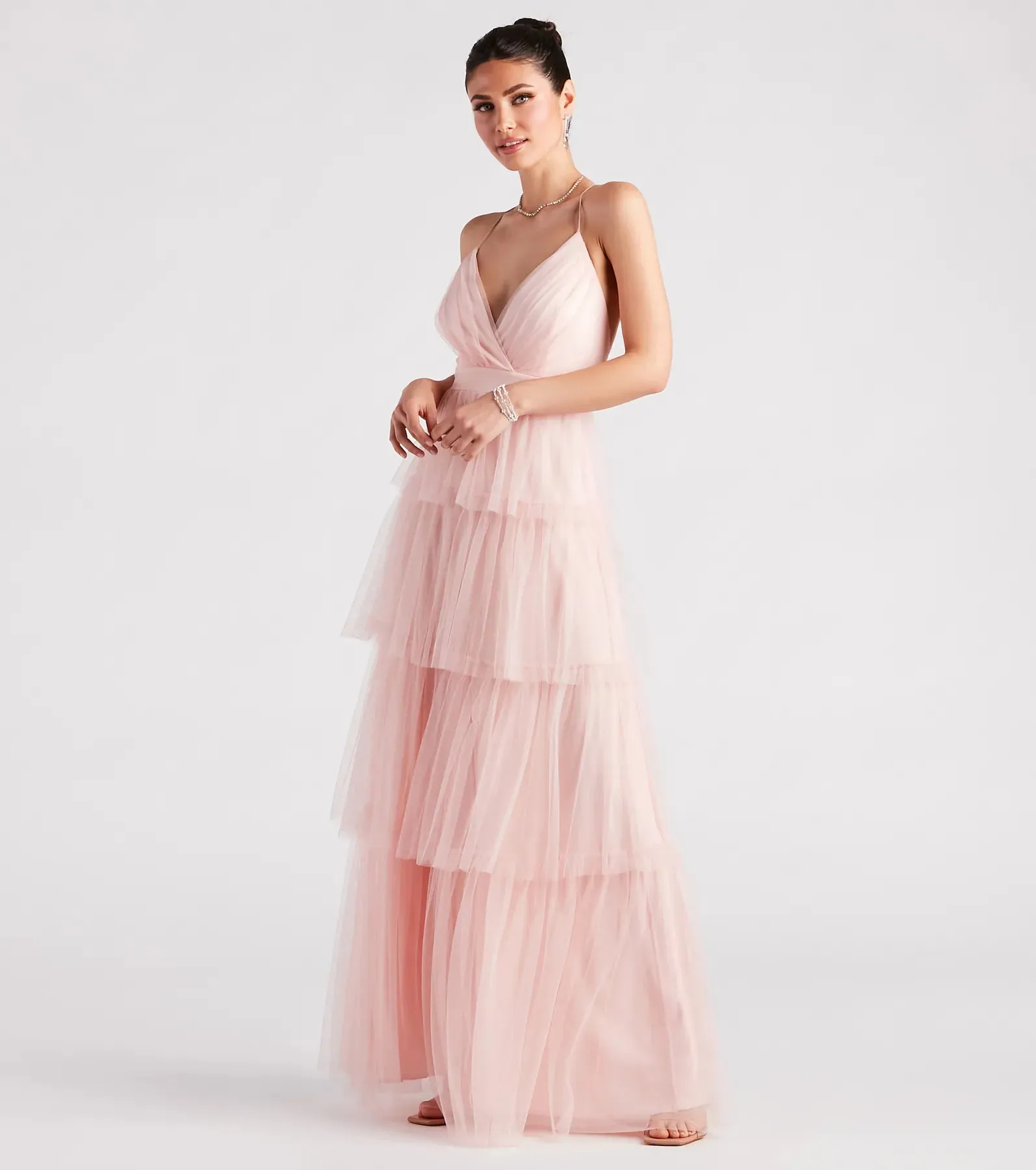 Tyra Formal Tulle Tiered A-Line Dress