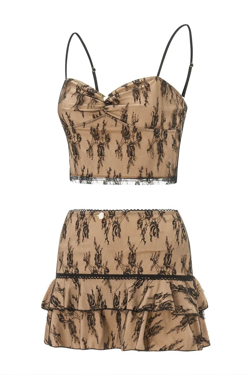 US3190 Lace Cami and Skirt Set