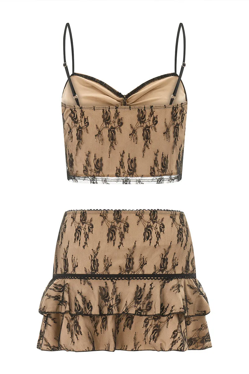 US3190 Lace Cami and Skirt Set