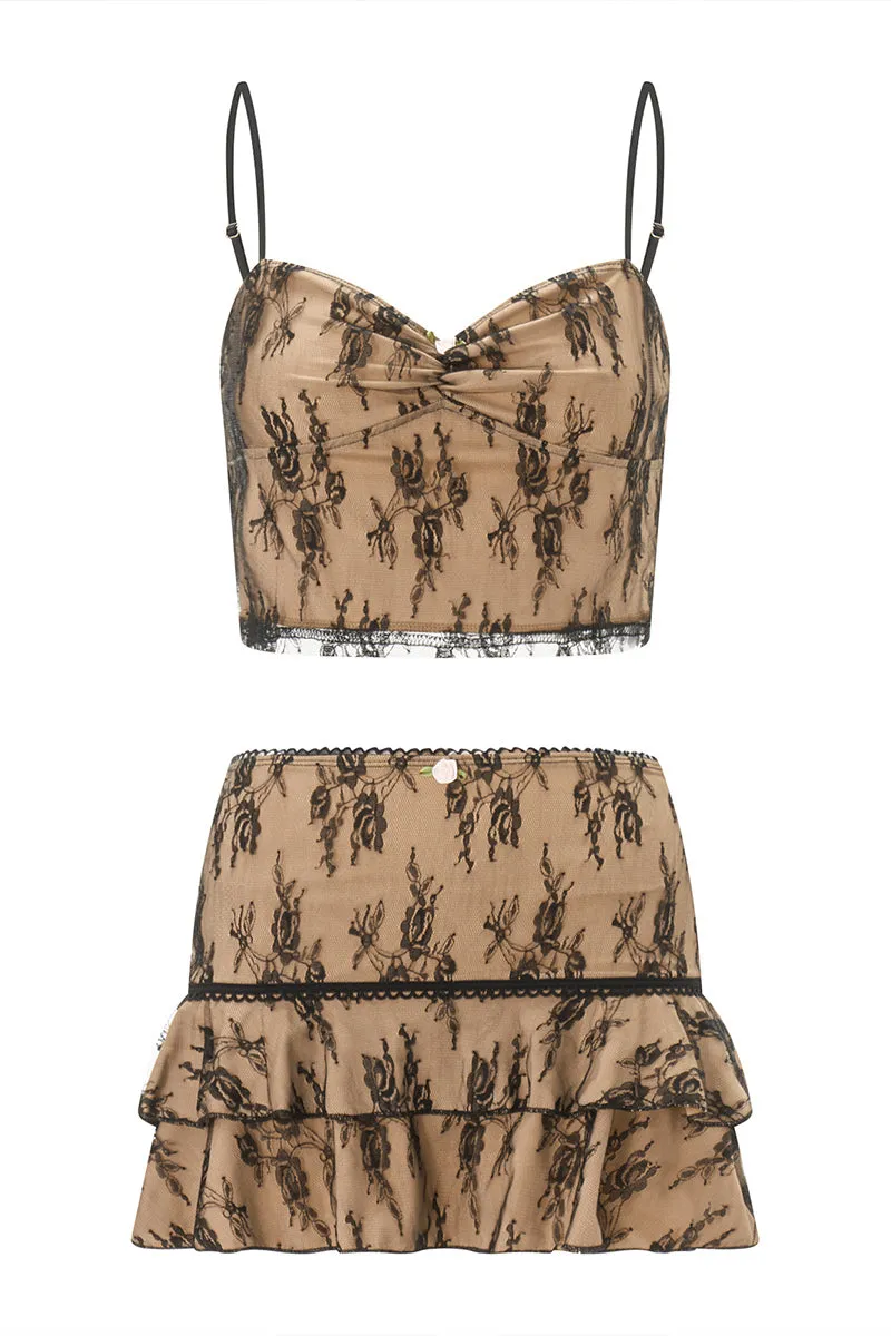 US3190 Lace Cami and Skirt Set