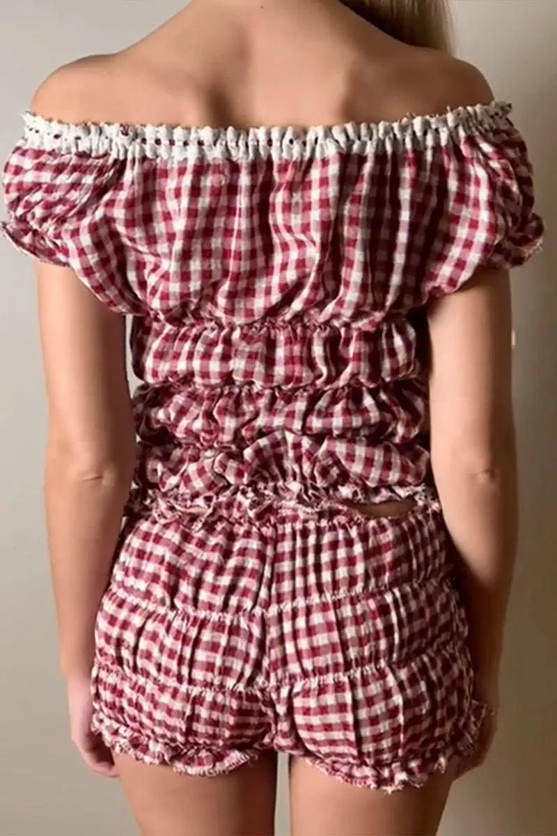 US3523 Pleated Shirt and Shorts Set
