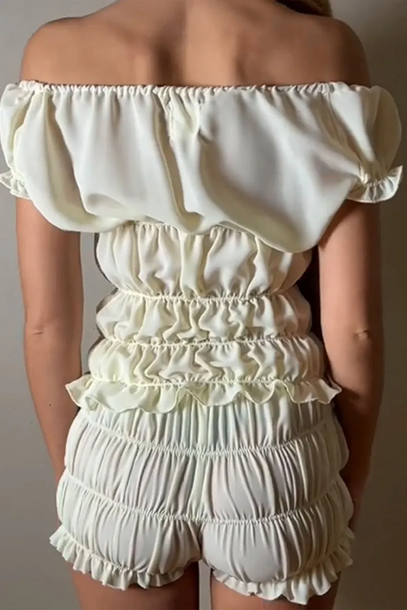 US3523 Pleated Shirt and Shorts Set