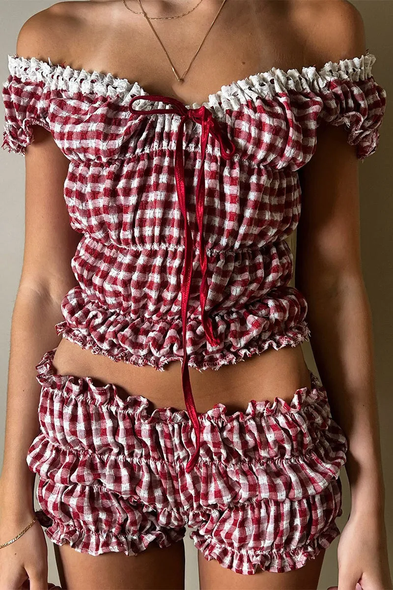 US3523 Pleated Shirt and Shorts Set
