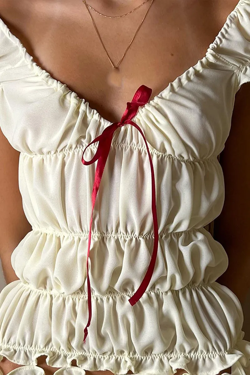 US3523 Pleated Shirt and Shorts Set