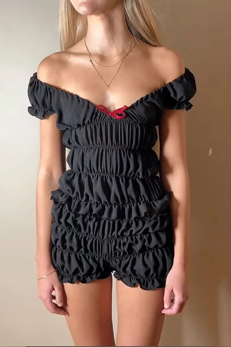 US3523 Pleated Shirt and Shorts Set