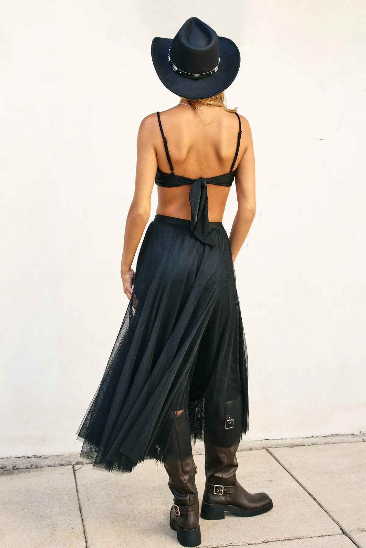 Valentina Mesh Sheer Paneled Midi Skirt