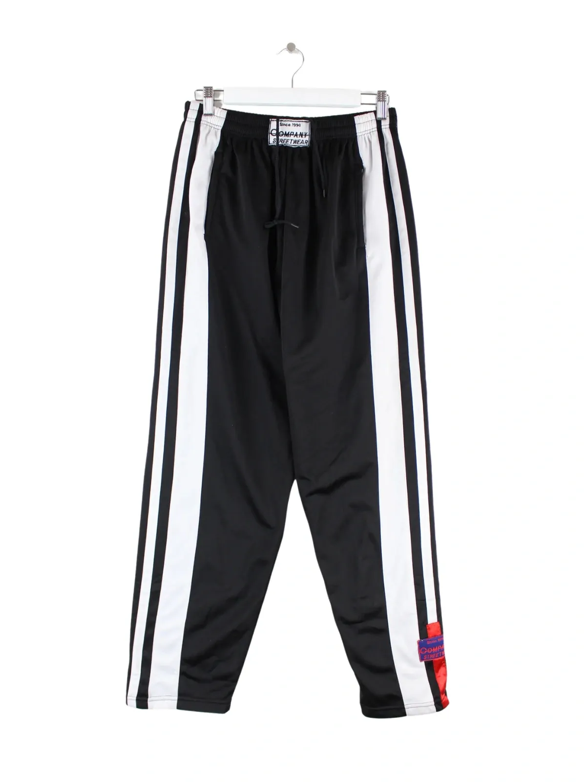 Vintage 90s Knopfleisten Track Pants Schwarz L