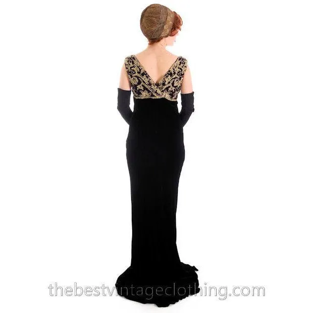 Vintage Look Ralph Lauren Silk Velvet 1930s Style Evening Gown NEW $1898 Size 8