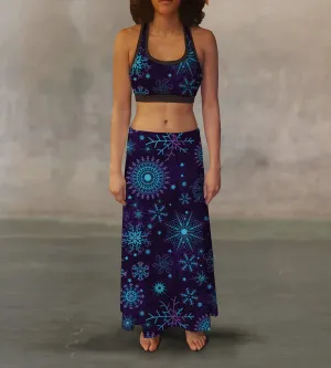 Violet Snowflakes Maxi Skirt