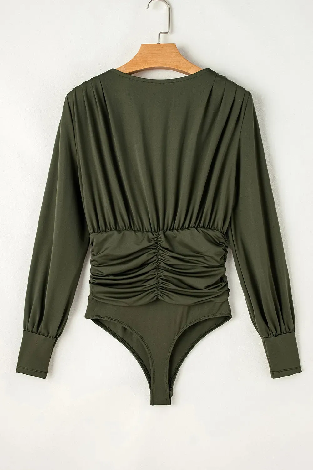 Virginia Ruched Surplice Long Sleeve Bodysuit
