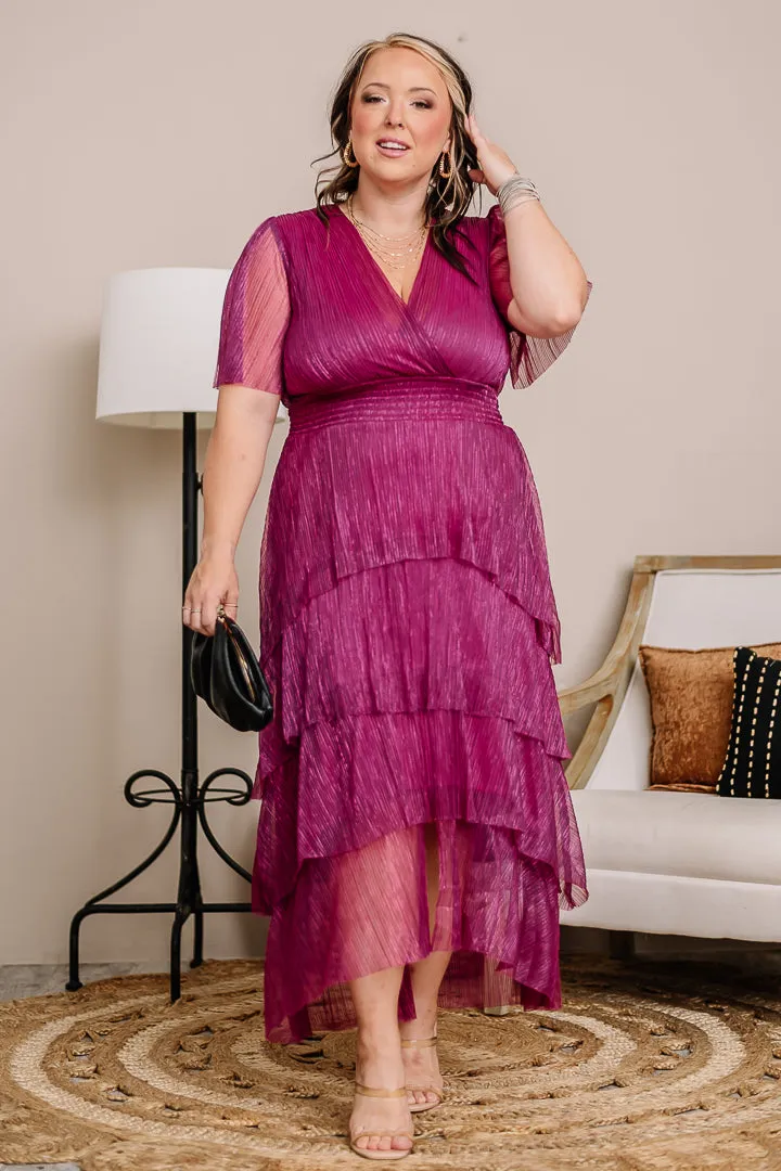 Viva Magenta Tiered Maxi Dress