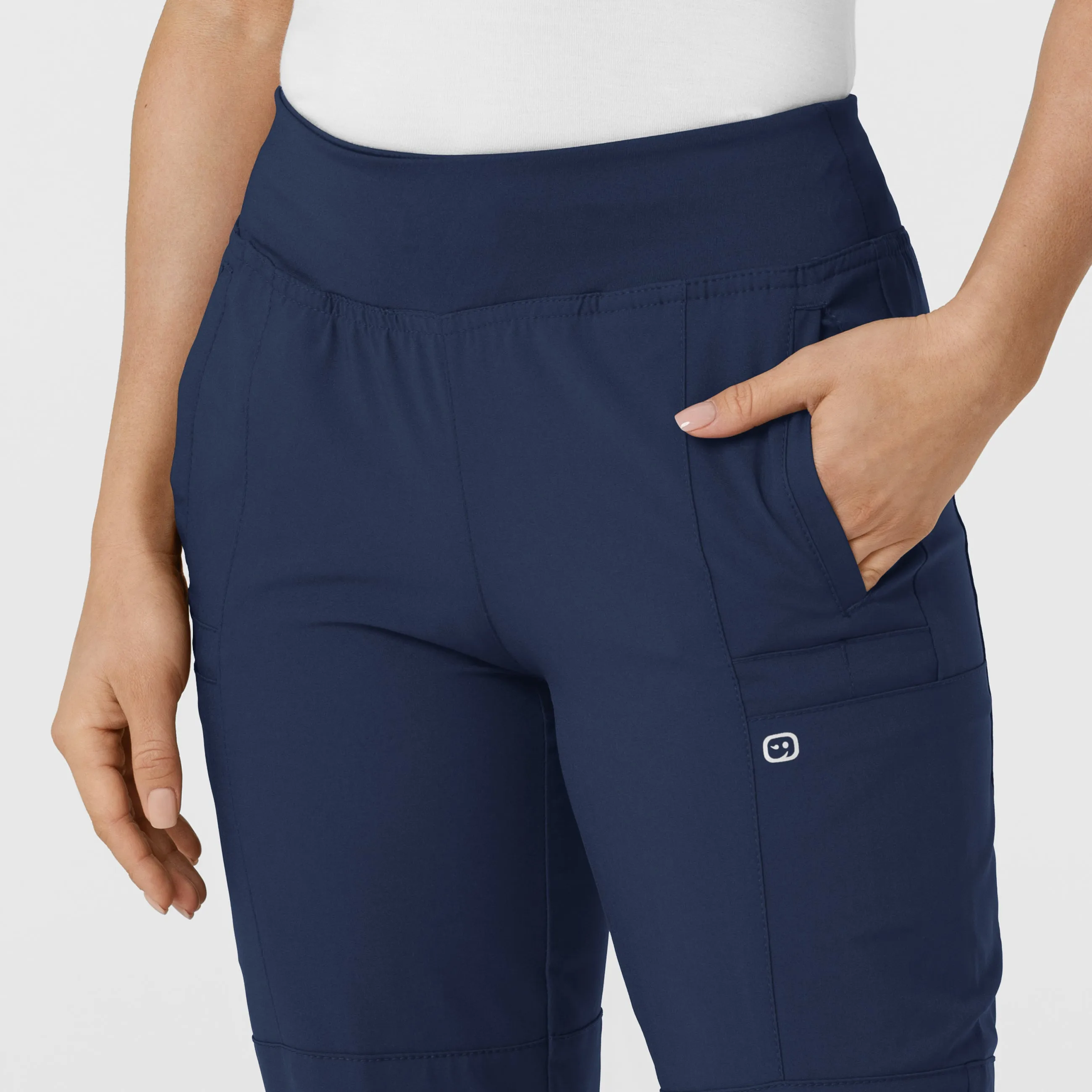 W123 5555 Comfort Waist Cargo Jogger Scrub Pants Navy
