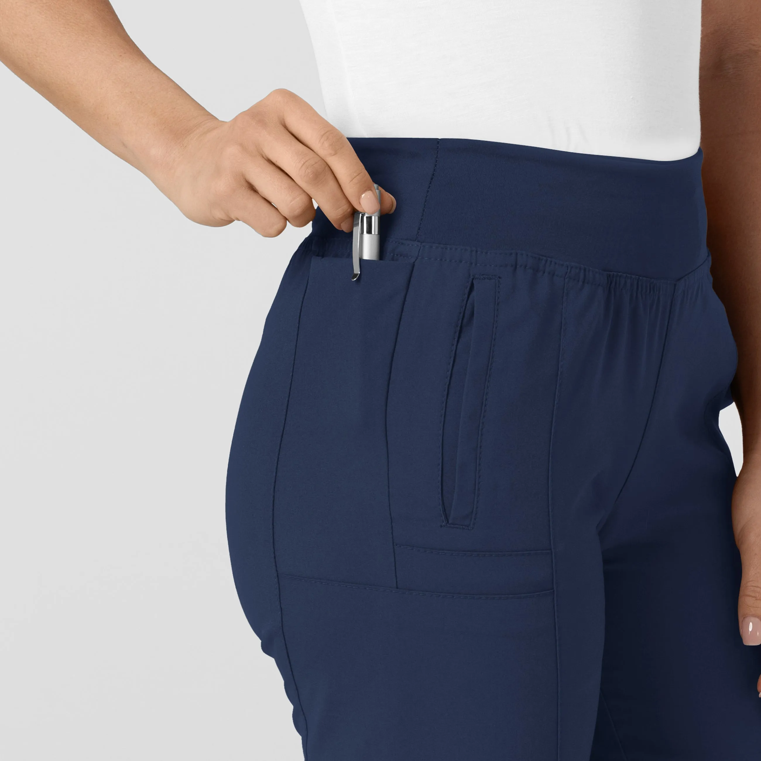 W123 5555 Comfort Waist Cargo Jogger Scrub Pants Navy