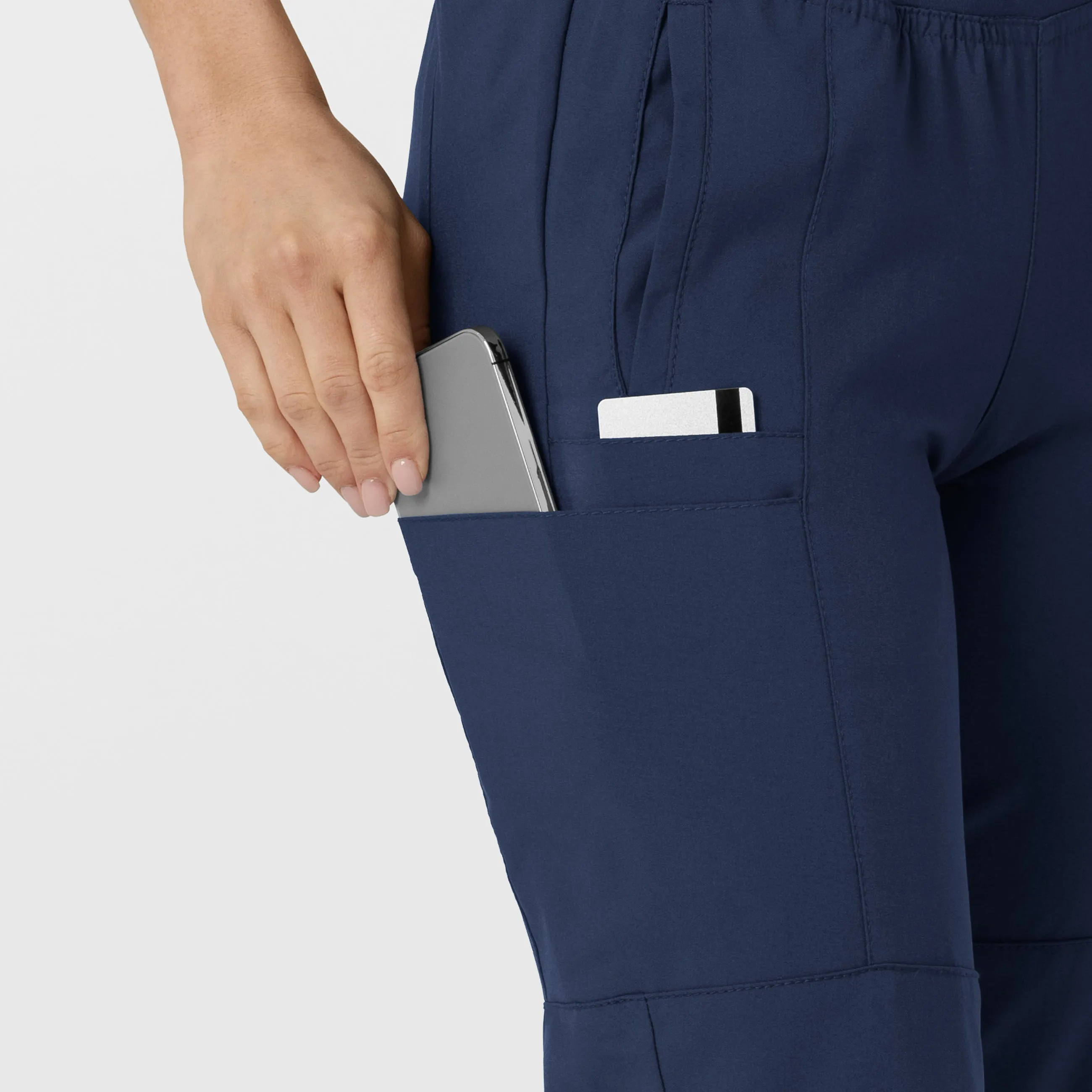 W123 5555 Comfort Waist Cargo Jogger Scrub Pants Navy