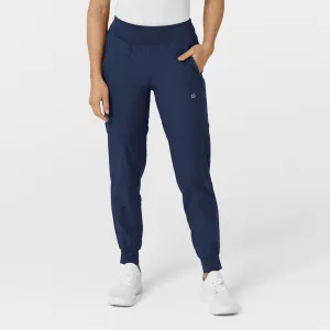 W123 5555 Comfort Waist Cargo Jogger Scrub Pants Navy